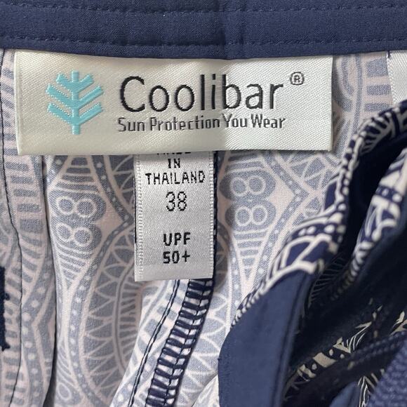 NWT Coolibar Men's Falcon Board Shorts Size 38 Blue Geometric Print UPF 50+ Swim - Picture 7 of 8